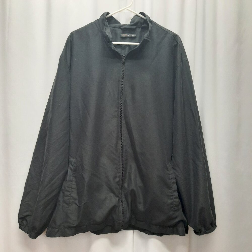Mens XXL Greg Norman Shark Black Windbreaker Jacket Full-Zip Golf Mesh Lined